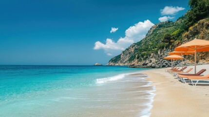 Obraz premium a beach with mountains