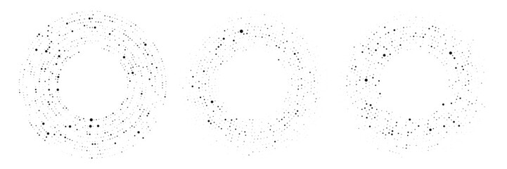 Set of circle halftone dotted backgrounds