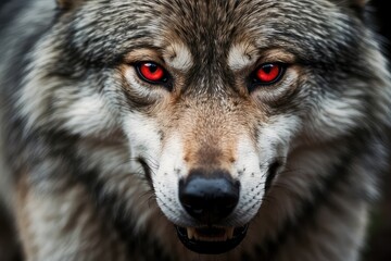 Obraz premium The gray wolf portrait is scary 