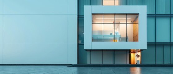 Futuristic Urban Architecture - Minimalist Shot of Modern Office Building with Glass Windows and Contemporary Design