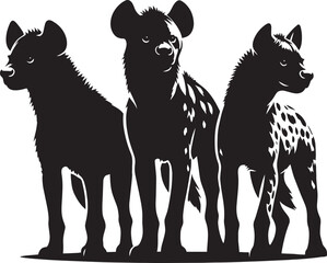 Hyena Group Silhouette isolated on white background Minimalist hyena vector shape icon