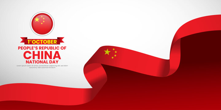 China ribbon flag. People's Republic of China national flag. National flag background design
