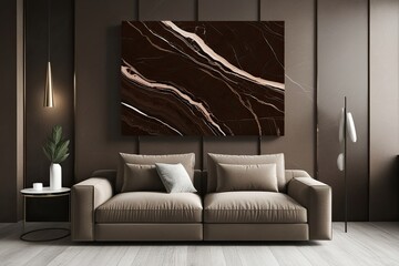 Modern Espresso Marble Art Canvas with Textured Finish and Rich Depth