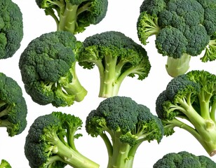Isolated Broccoli. Fresh Broccoli isolated on white background. Top view. Flat lay. Ai generated images
