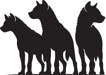 Hyena Group Silhouette isolated on white background Minimalist hyena vector shape icon