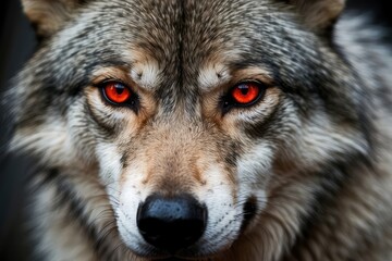 Obraz premium The gray wolf portrait is scary 