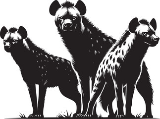 Hyena Group Silhouette isolated on white background Minimalist hyena vector shape icon