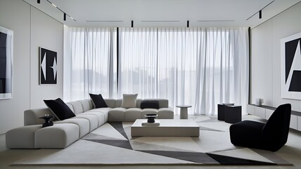 Classic Black and White Living Room with Timeless Style