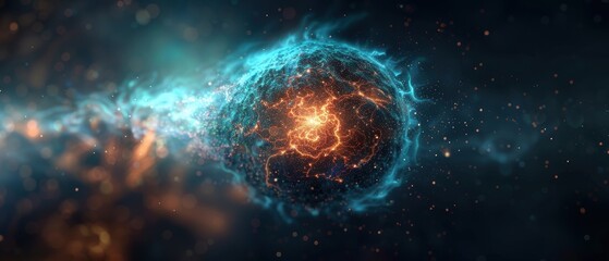 Obraz premium Ethereal Glowing Blue Star with Solar Flares Close-up in Space