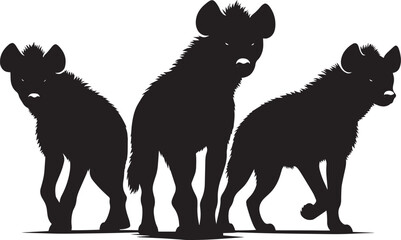 Hyena Group Silhouette isolated on white background Minimalist hyena vector shape icon