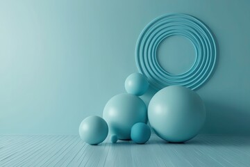 Calm 3D Circular Patterns with Smooth Visualization on Soft Light Blue Background