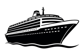 Obraz premium Modern Cruising Ship silhouette vector illustration. 