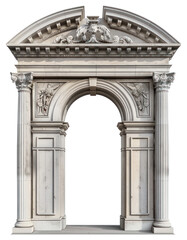 PNG realistic front view photo of a *tall classical arches* architecture isolated on white background --v 6.0 --ar 2:3