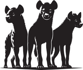 Hyena Group Silhouette isolated on white background Minimalist hyena vector shape icon