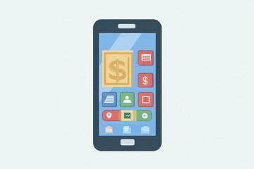 Clean and Modern Vector Financial App Icons on Smartphone Screen