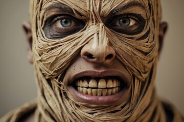 Obraz premium crazy Maniak face on a dark studio background