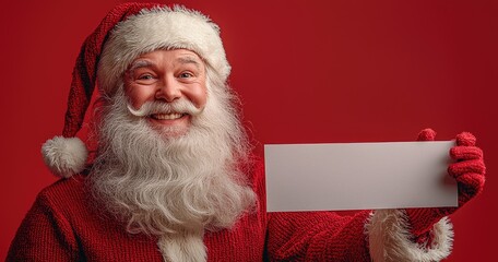 Jolly Santa Claus Holding Sign for Christmas Promotions