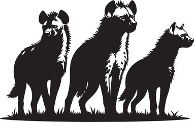 Hyena Group Silhouette isolated on white background Minimalist hyena vector shape icon