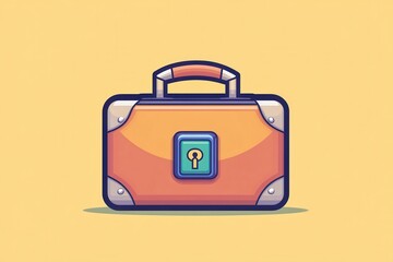 Sleek Minimalist Briefcase Icon with Digital Lock for Secure Financial Transactions and Clean Design