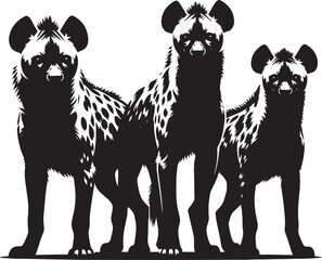 Hyena Group Silhouette isolated on white background Minimalist hyena vector shape icon
