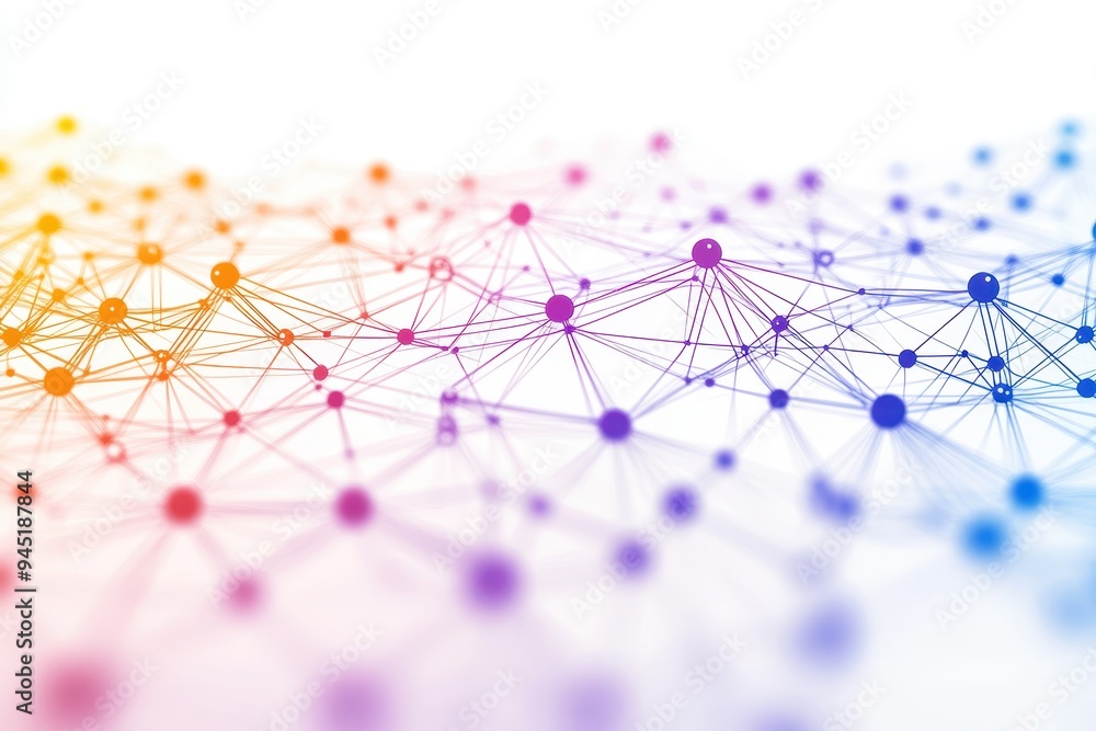 Poster network of connected dots: abstract digital currency design