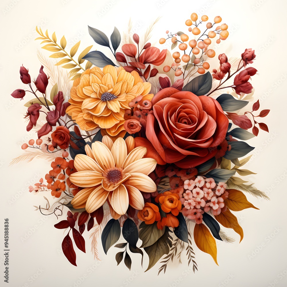 Wall mural autumn floral bouquet.