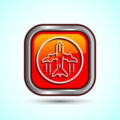 Airplane Icon Button Design Illustration. Flight Transport Sign. Travel, Holiday symbol