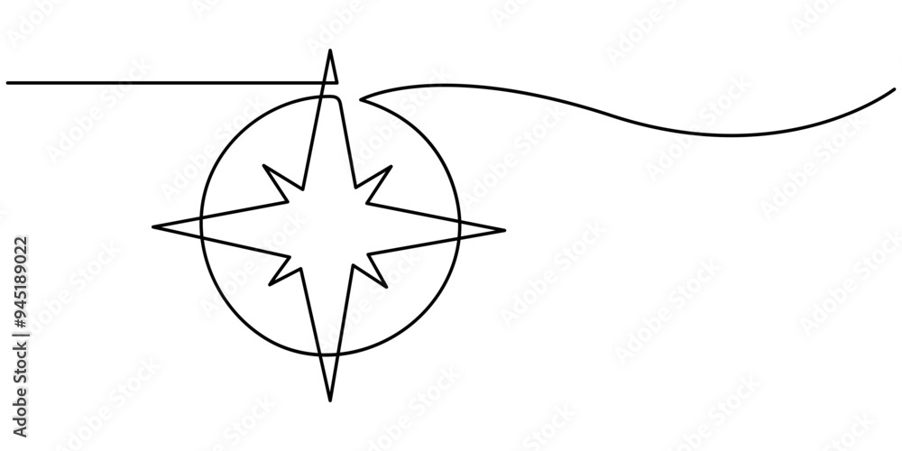 Poster compass, navigation line icon. editable stroke. pixel perfect. for mobile and web, continuous linear