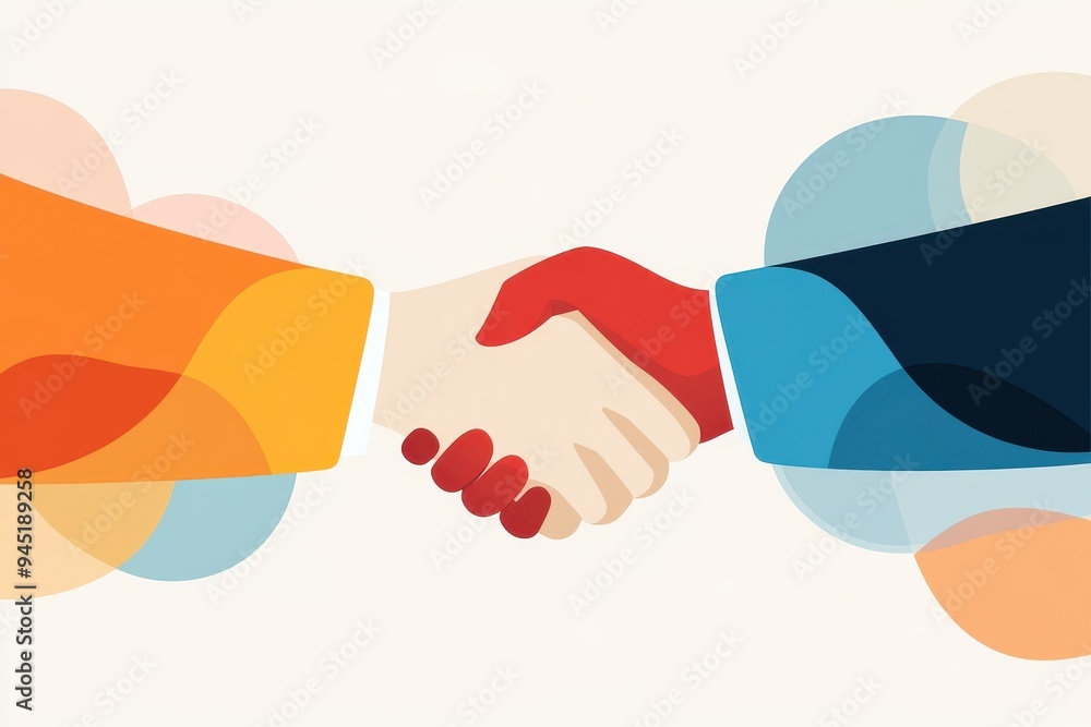 Poster modern abstract negotiation concept with handshake in gradient background
