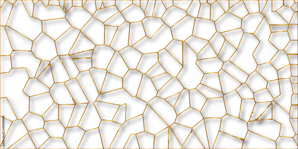 Poster abstract golden hexagon graphic ornament. arabian stylish seamless pattern on white background. crea