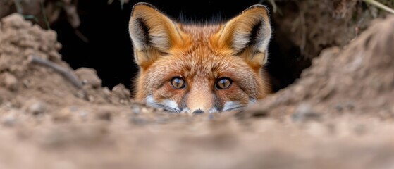 Curious Young Fox Discovering Secrets in its Den
