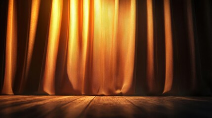 Soft, diffuse lighting across a curtain, warm tones, classic theater atmosphere, inviting and cozy