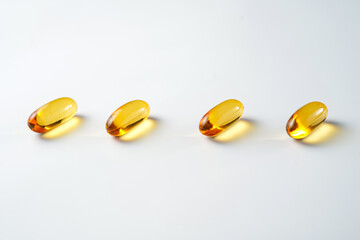 Oil filled capsules, softgel of food supplements, fish oil, omega 3, vitamin D3, vitamin E