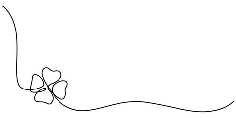 Continuous linear drawing of clover leaves. One line drawing background. Vector illustration. Linear drawing image of saint patrick clover leaf, Clover one line art vector illustration.
