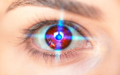 Close up of an eye and vision test
