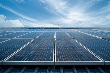 Generative ai on theme of solar cell panels in a photovoltaic power plant, eco renewable power