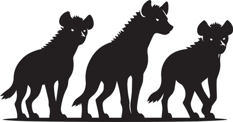 Hyena Group Silhouette isolated on white background Minimalist hyena vector shape icon
