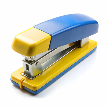 recommend clip art: blue and yellow stapler isolated on white background