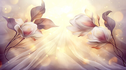 Delicate Flower Bouquets in Soft Golden Light with Pastel Petals
