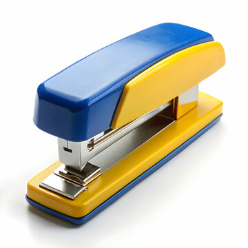 recommend clip art: blue and yellow stapler isolated on white background