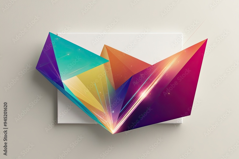 Poster Vibrant Geometric Patterns with Lightwave Elements and Clean Background Design