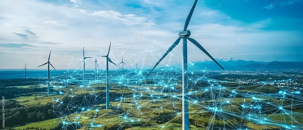 Poster wind turbine engineers conducting load analysis and performance monitoring to ensure optimal energy 