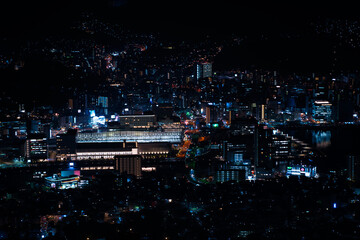 夜, シティ, 都市景観, 地平線, アーバン, ビル, 景色, 光, ダウンタウン, ビル, 建築, 光, 摩天楼, 空, 今夜, ビジネス, 風景, 月, 夜会, 旅行, 全景, 夕焼け, 暗い