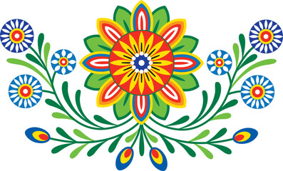 Folklore ornaments from Slovakia. Colorful floral patterns of folk paintings.