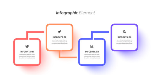 Minimal Business Timeline Infographic Design with Square Label Icon and 4 Options for Presentation