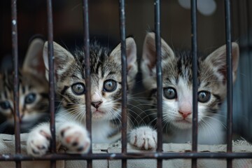 Two Kittens in a Cage
