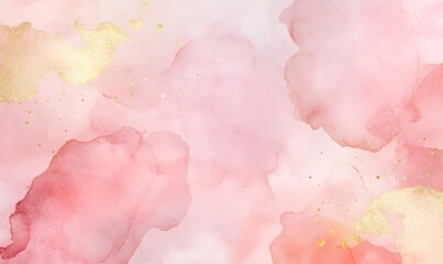 Fototapeta premium soft watercolor wet background in blush pink and gold foil tones, Generative AI