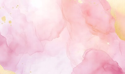 Fototapeta premium soft watercolor wet background in blush pink and gold foil tones, Generative AI