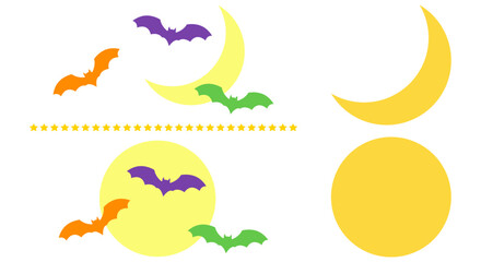 月とコウモリのセット