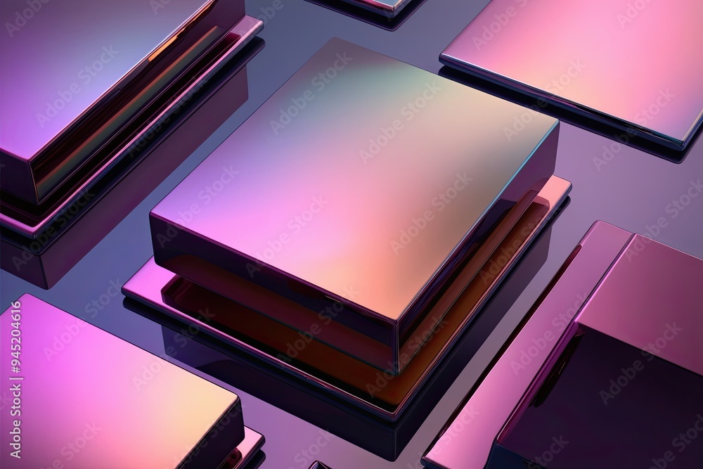 Aufkleber glossy 3d render of abstract geometric shapes with spectrum dispersion effects